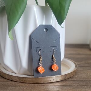 Orange Dice Earrings